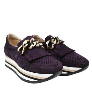 LN Softwaves Carly Purple Suede Tortoise Chain Detail Platform Sneakers - 6.5